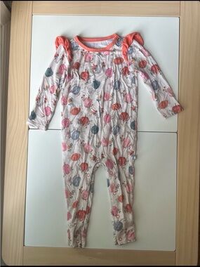 Macaron + Me Bamboo Ruffle Romper Fall Halloween Pumpkins 18-24m